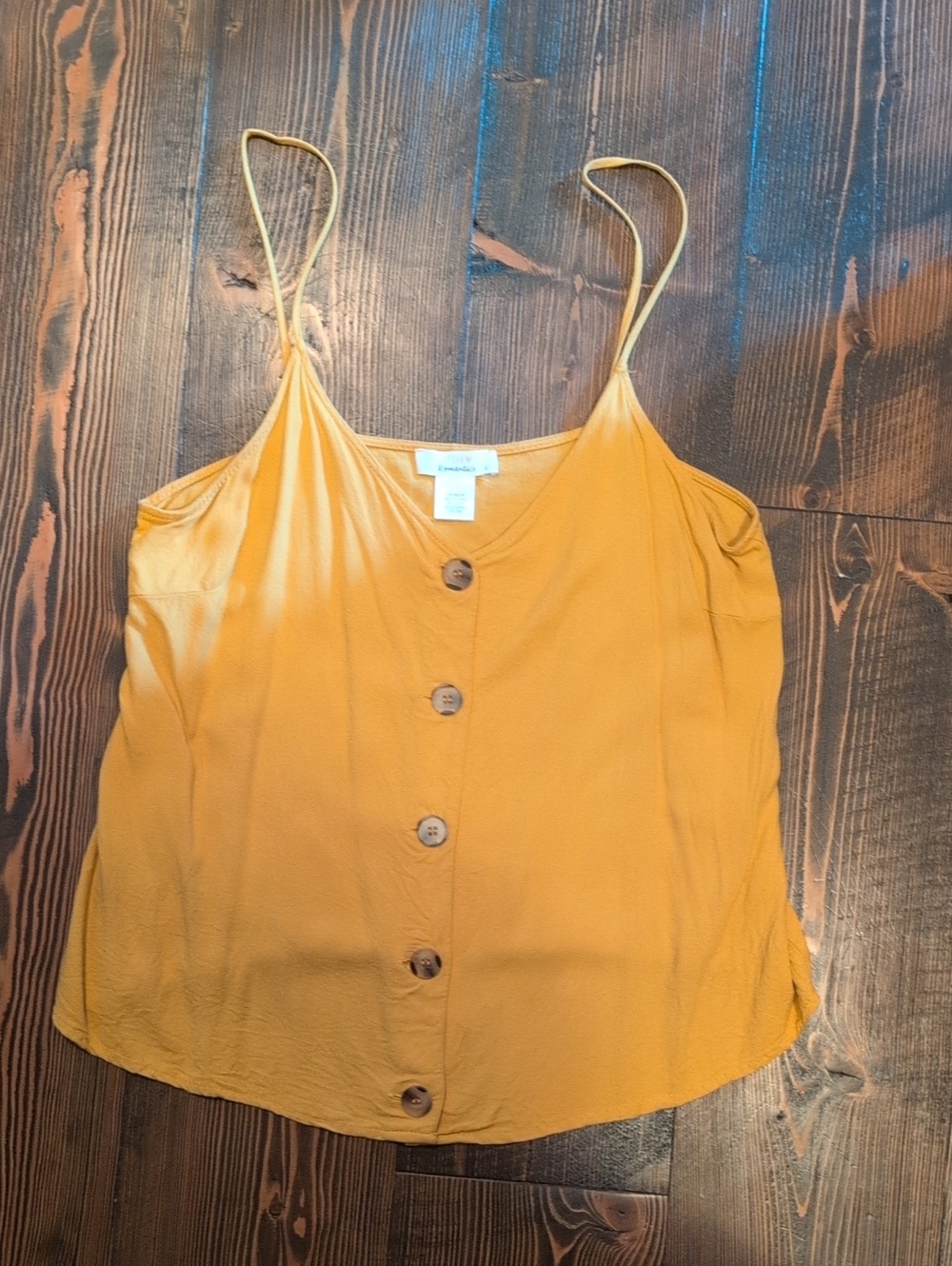 URBAN Romantics Mustard Yellow Button-Front Spaghetti Strap Cami